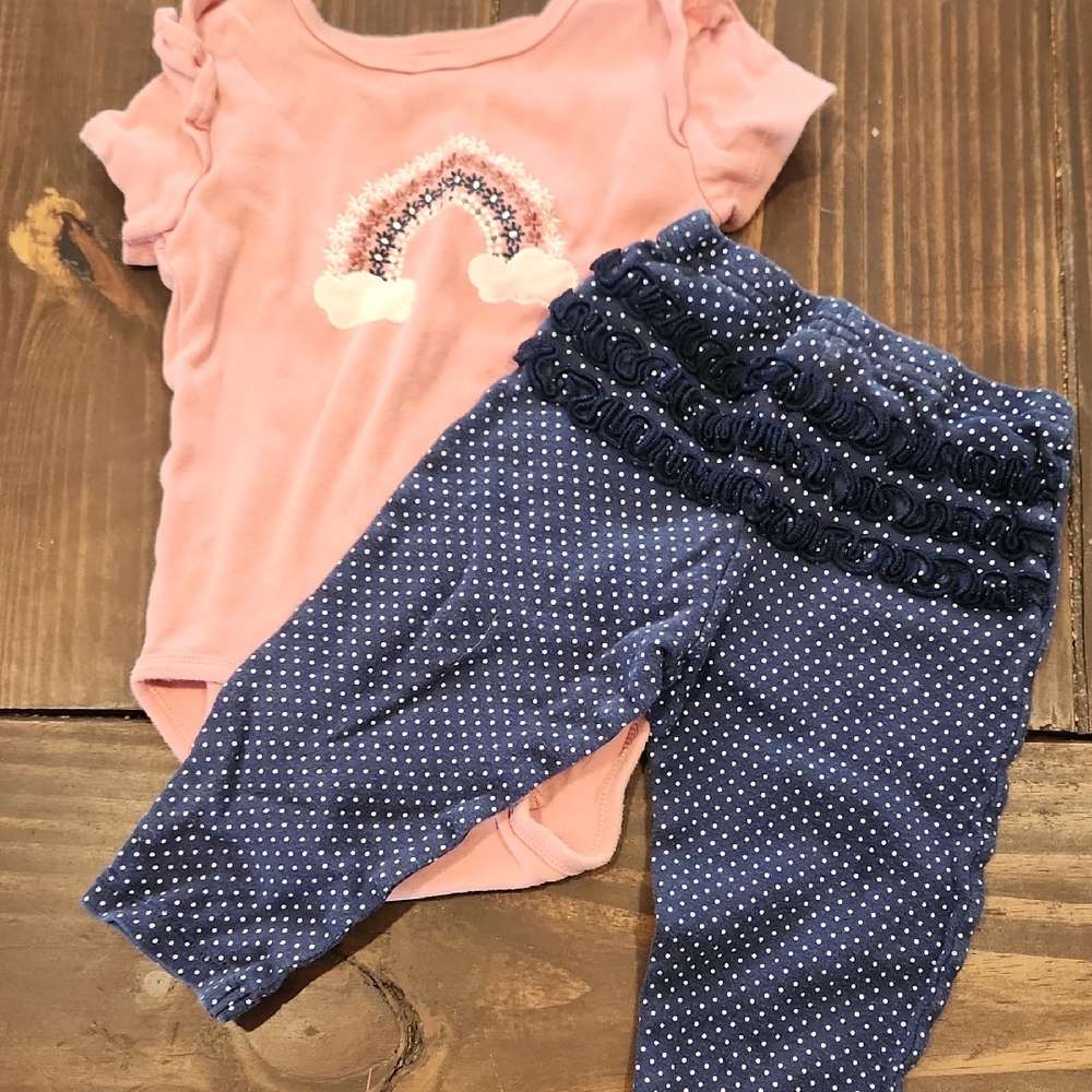 Rainbow And Polka Dot Ruffle Set